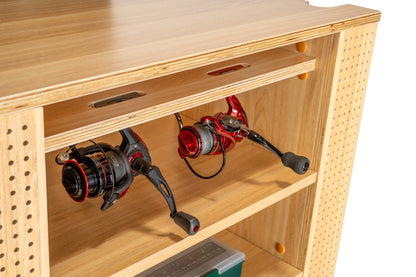 Fishing tackle cabinet, 65x50x158 cm, pine color