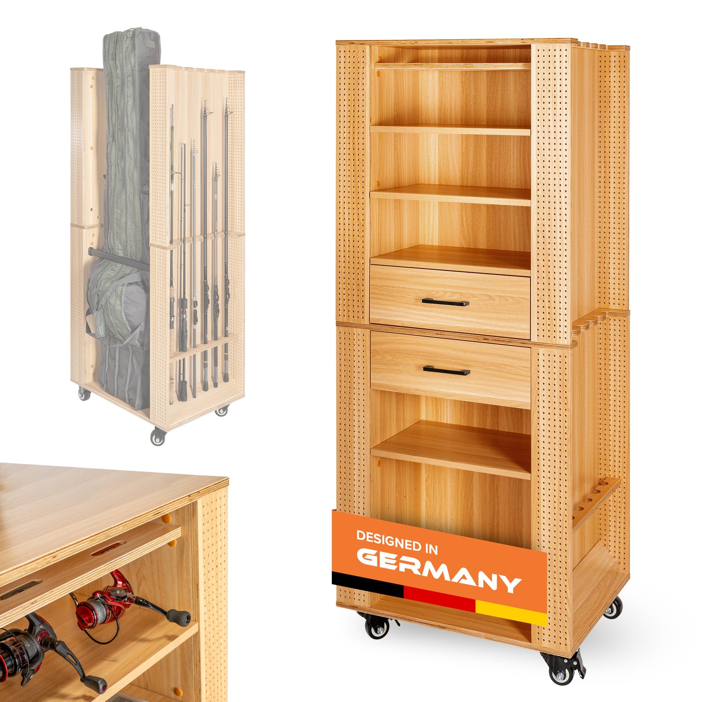 Doppelpack Angelschrank mit System, Kiefer - 65x50x158 cm