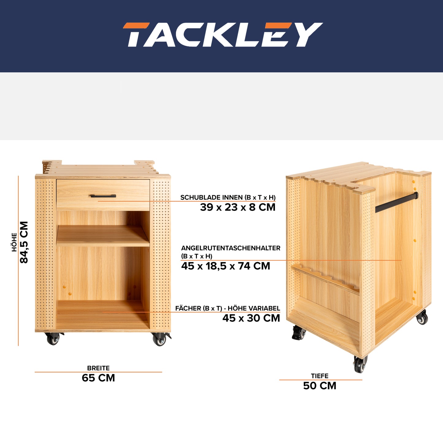 Fishing tackle cabinet, 65x50x84.5 cm, beech color