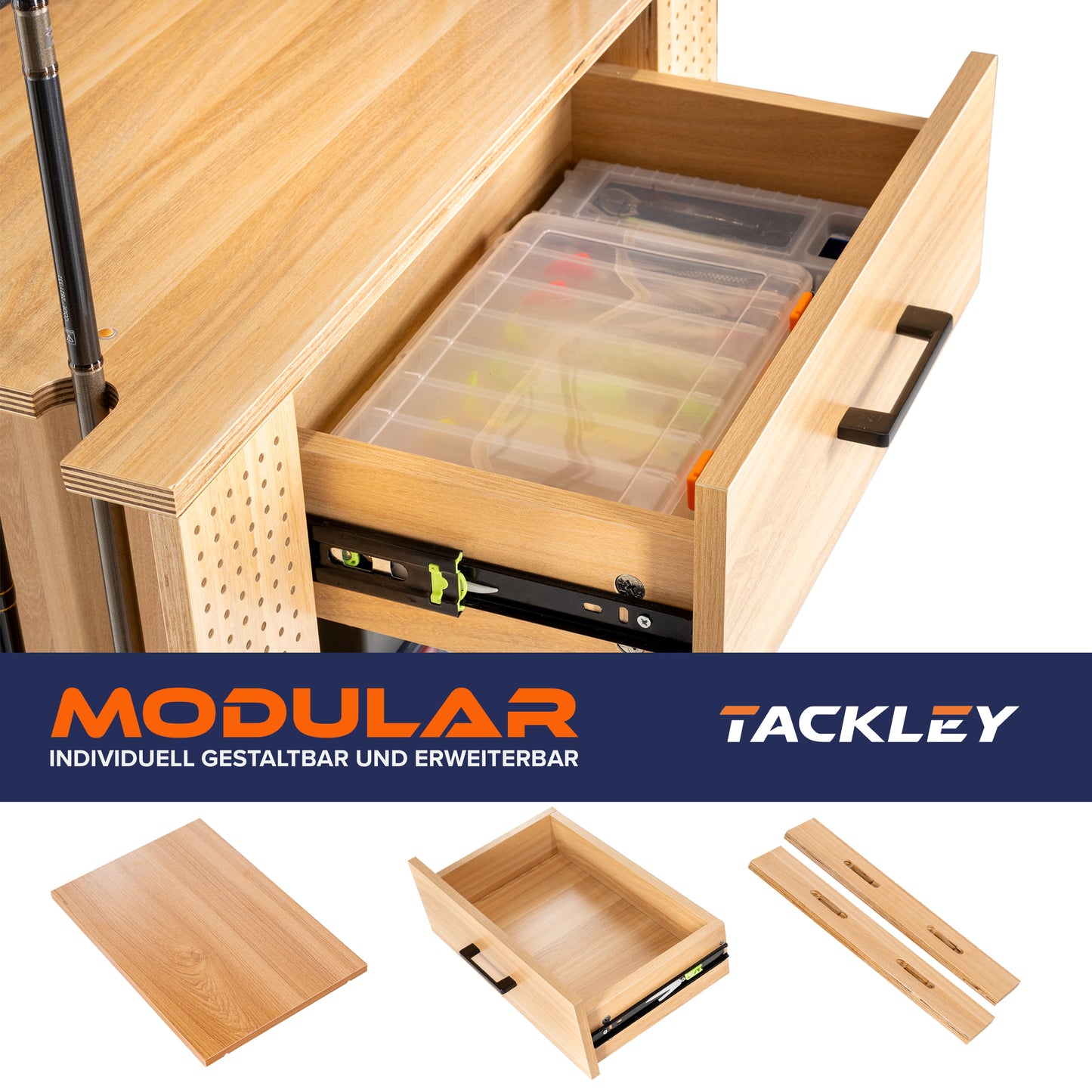 Fishing tackle cabinet, 65x50x84.5 cm, beech color