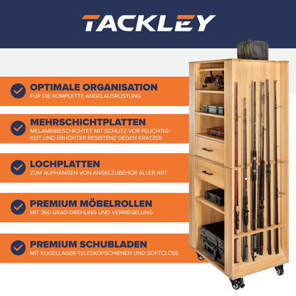 Fishing tackle cabinet, 65x50x158cm, beech color